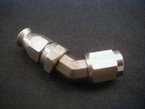 HOSE FITTING 45 TUBE FEMALE<br/>STAINLESS STEEL JIC, 3/8-24 UNF  