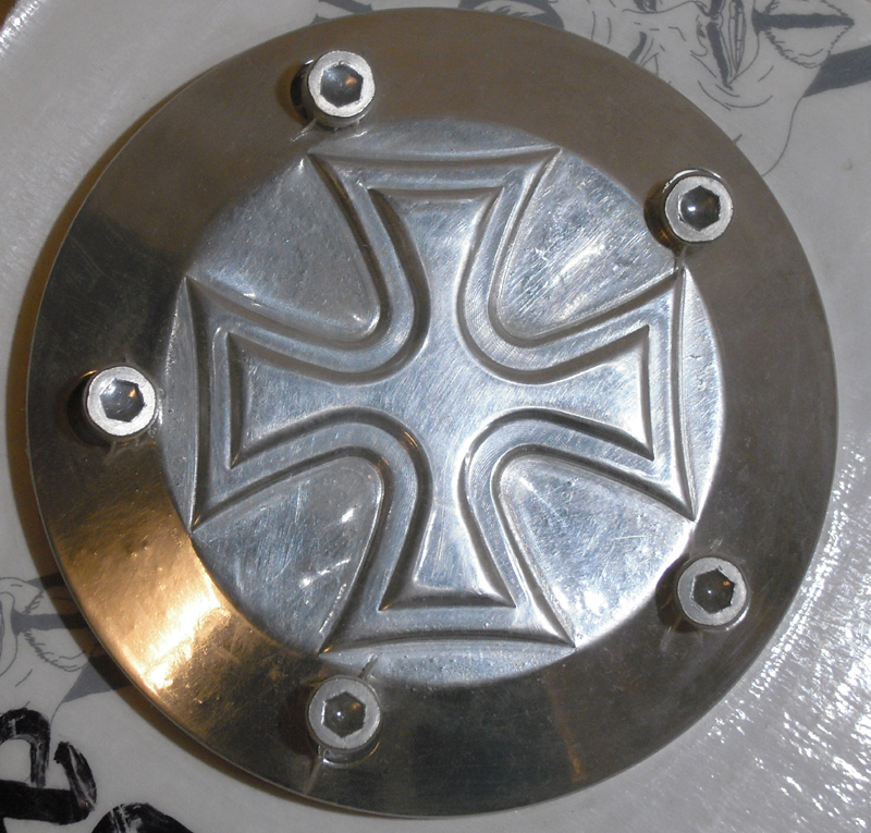 POINT COVER IRON CROSS<br/>CNC BILLET ALUMINIUM POLISHED TWIN CAM 