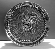 COMPL.STAINLESS WHEEL 6.5"x 18"<br/>240 SPOKES WITH  DUAL FLANGE HUB FOR EVO  