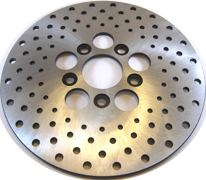 DISC BRAKE ROTOR STAINLESS ST.<br/>DRILLED, 10" FRONT, FL, FX, XL  