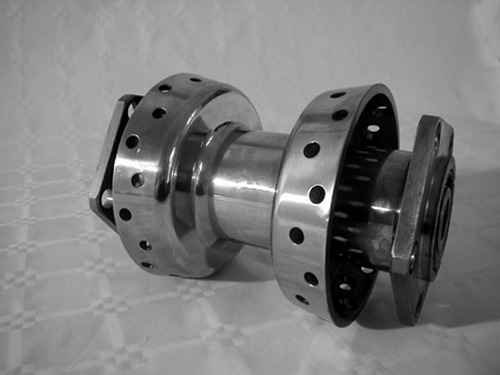 DUAL FLANSCH HUB, STAINLESS STEEL<br/>40 HOLE, WITH 19mm BEARINGS ALL MODELS FROM 1973-99 